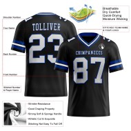 Custom Black White-Royal Mesh Authentic Football Jersey Custom Black White-Royal Mesh Authentic Football Jersey