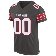 Custom Pewter White-Red Mesh Authentic Football Jersey Custom Pewter White-Red Mesh Authentic Football Jersey